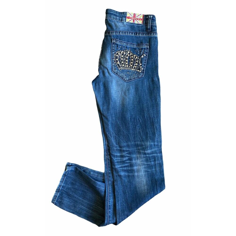 Machine Nouvelle Mode Distressed Destroyed Rhinestone Jeans - Picture 5 of 8
